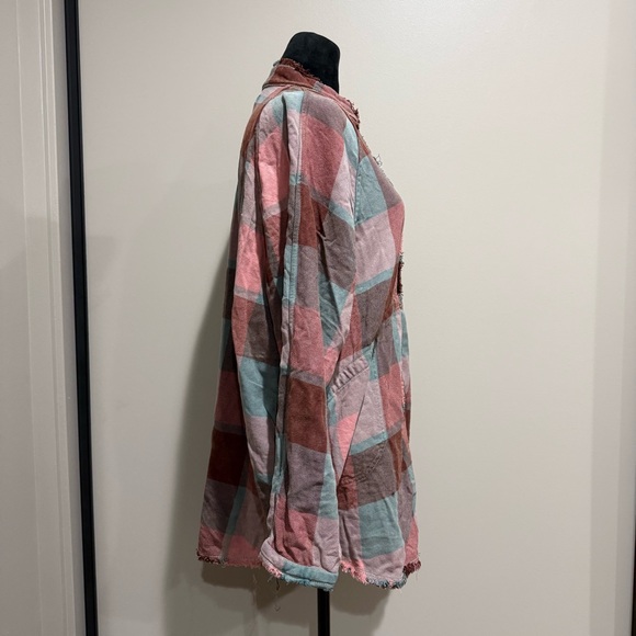 We The Free Plaid Released Trim Button-Down Top - Picture 4 of 11